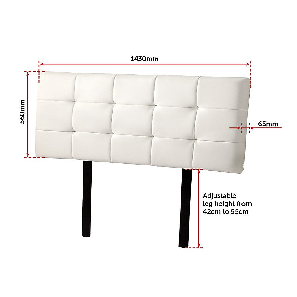 PU Leather Double Bed Deluxe Headboard Bedhead - White V63-768235