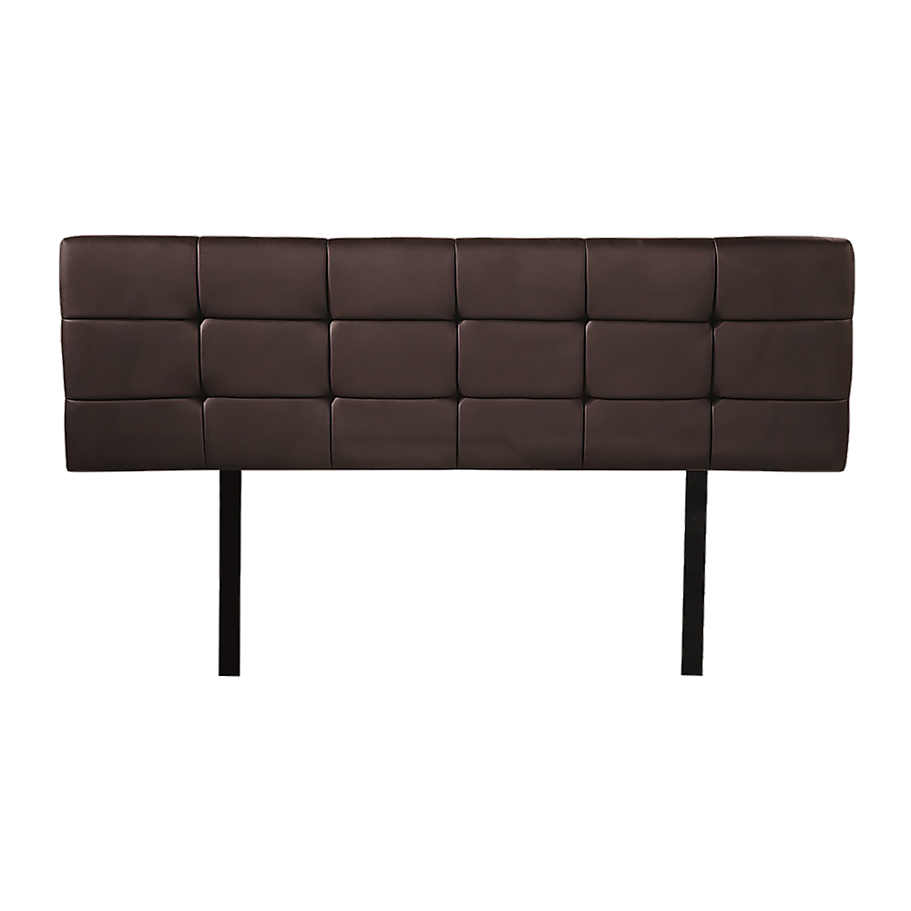 PU Leather Queen Bed Deluxe Headboard Bedhead - Brown V63-768255
