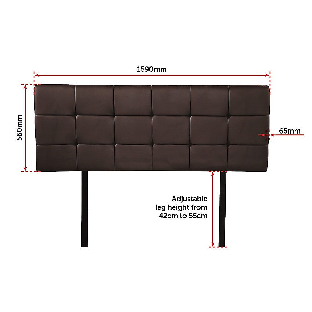 PU Leather Queen Bed Deluxe Headboard Bedhead - Brown V63-768255