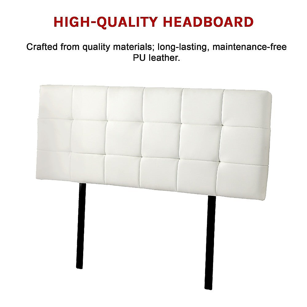 PU Leather Queen Bed Deluxe Headboard Bedhead - White V63-768265