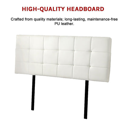 PU Leather Queen Bed Deluxe Headboard Bedhead - White V63-768265