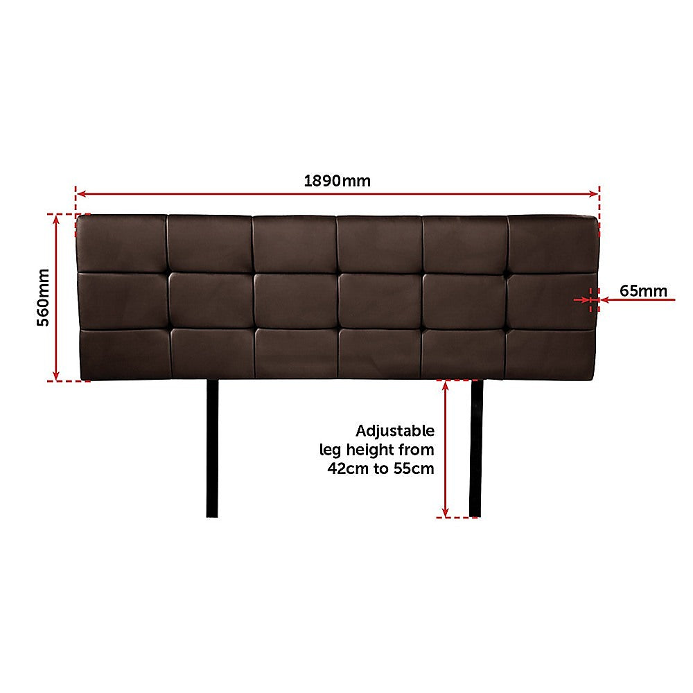 PU Leather King Bed Deluxe Headboard Bedhead - Brown V63-768285