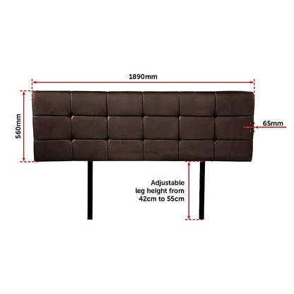 PU Leather King Bed Deluxe Headboard Bedhead - Brown V63-768285