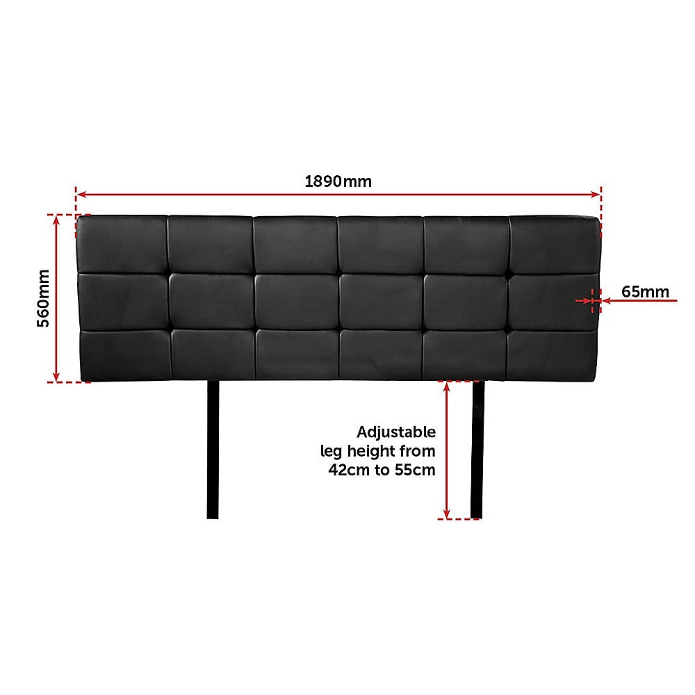 PU Leather King Bed Deluxe Headboard Bedhead - Black V63-768295