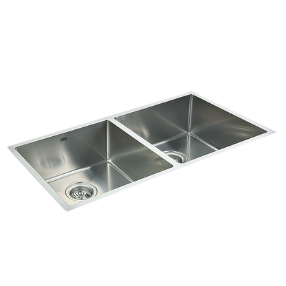865x440mm Handmade Stainless Steel Undermount / Topmount Kitchen Sink with Waste V63-770025