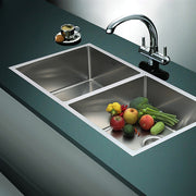 865x440mm Handmade Stainless Steel Undermount / Topmount Kitchen Sink with Waste V63-770025
