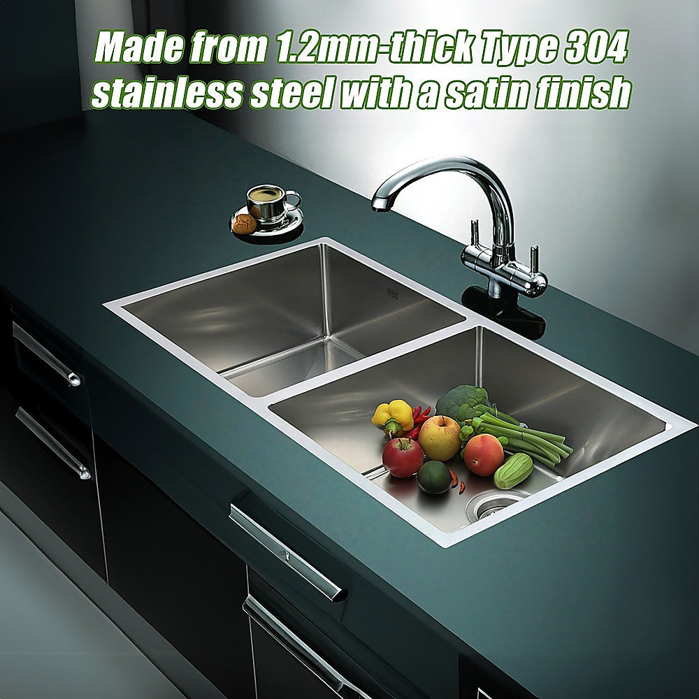 865x440mm Handmade Stainless Steel Undermount / Topmount Kitchen Sink with Waste V63-770025