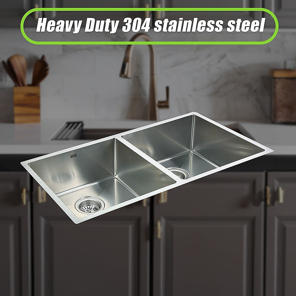 865x440mm Handmade Stainless Steel Undermount / Topmount Kitchen Sink with Waste V63-770025