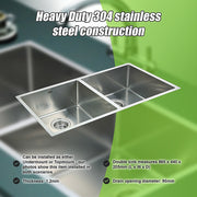 865x440mm Handmade Stainless Steel Undermount / Topmount Kitchen Sink with Waste V63-770025