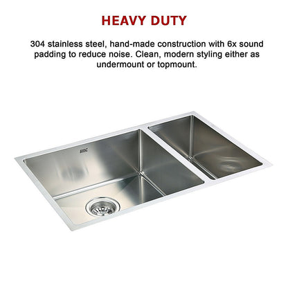 715x440mm Handmade Stainless Steel Undermount / Topmount Kitchen Sink with Waste V63-770035