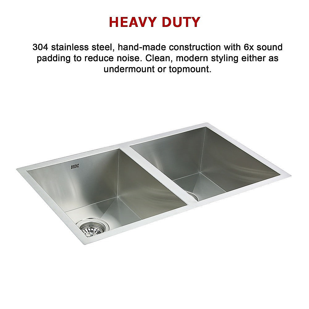 770x450mm Handmade Stainless Steel Undermount / Topmount Kitchen Sink with Waste V63-770065