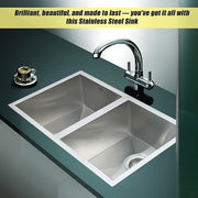 770x450mm Handmade Stainless Steel Undermount / Topmount Kitchen Sink with Waste V63-770065