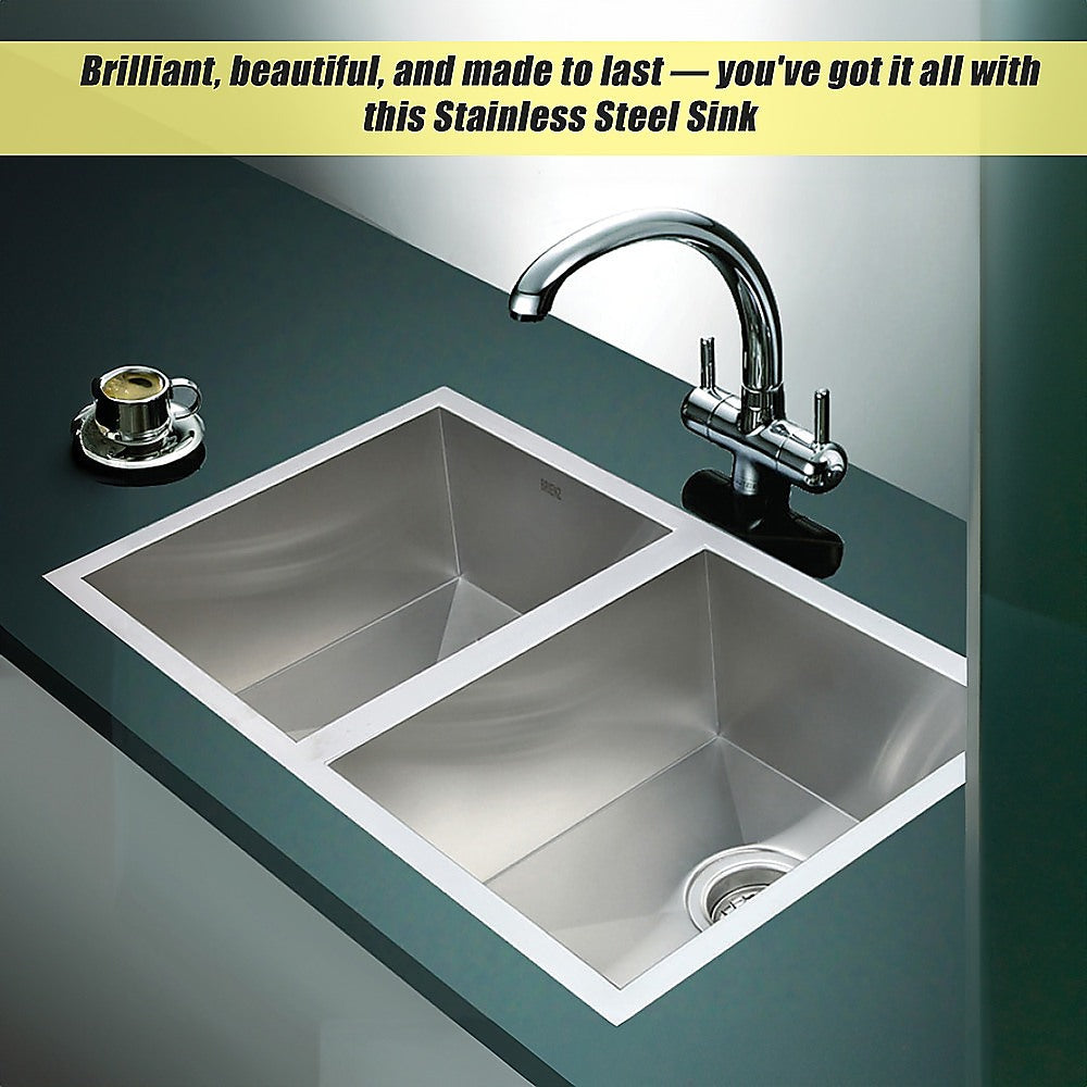 770x450mm Handmade Stainless Steel Undermount / Topmount Kitchen Sink with Waste V63-770065