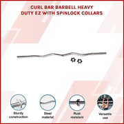 Heavy Duty EZ Curl Barbell - Weightlifting Bar with Spinlock Collars for Gym Training V63-770275
