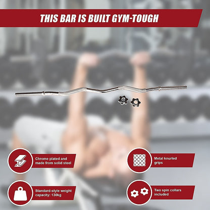 Heavy Duty EZ Curl Barbell - Weightlifting Bar with Spinlock Collars for Gym Training V63-770275