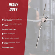 Heavy Duty EZ Curl Barbell - Weightlifting Bar with Spinlock Collars for Gym Training V63-770275