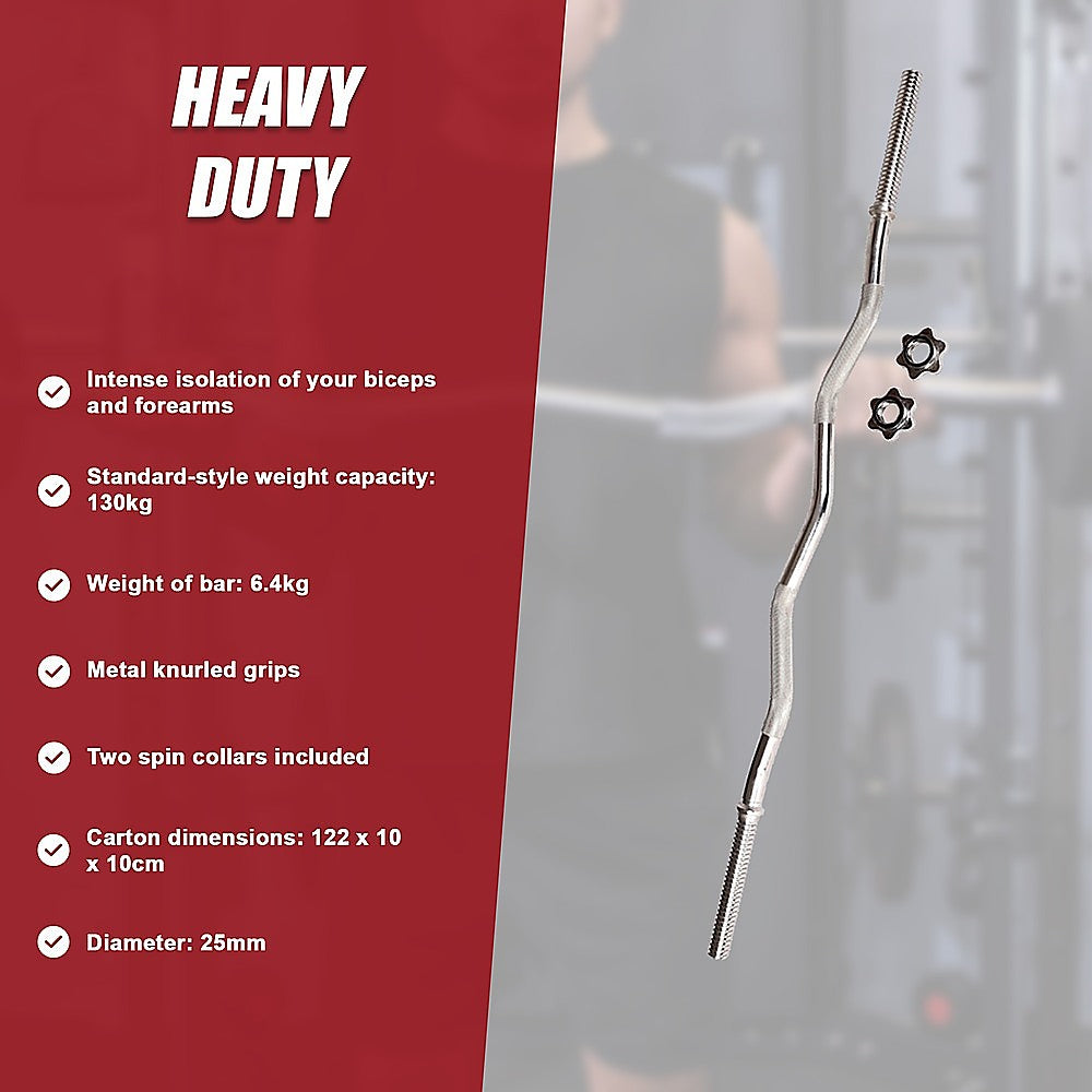 Heavy Duty EZ Curl Barbell - Weightlifting Bar with Spinlock Collars for Gym Training V63-770275