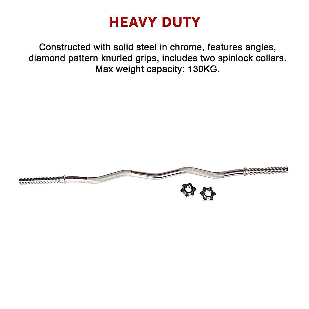 Heavy Duty EZ Curl Barbell - Weightlifting Bar with Spinlock Collars for Gym Training V63-770275