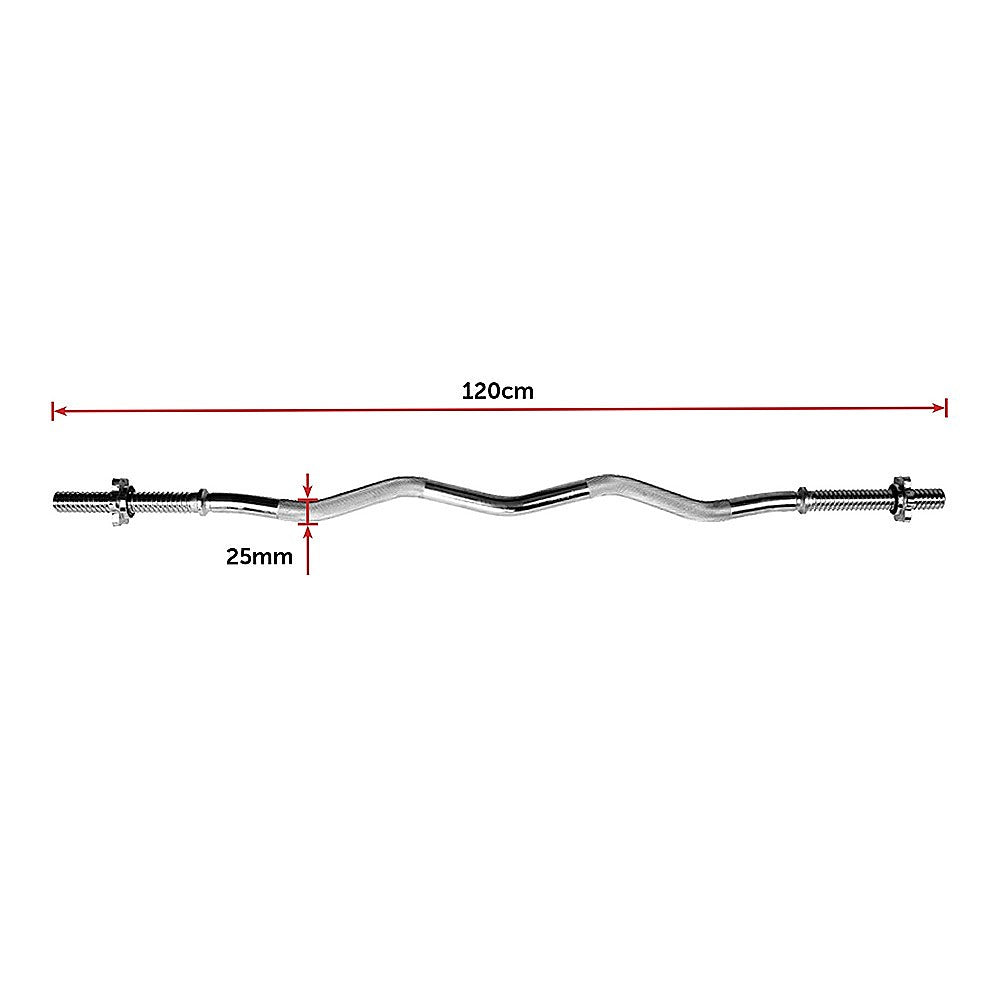Heavy Duty EZ Curl Barbell - Weightlifting Bar with Spinlock Collars for Gym Training V63-770275