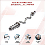 120cm Chrome Olympic EZ Curl Bar - Weightlifting Barbell for Home Gym Training V63-770285