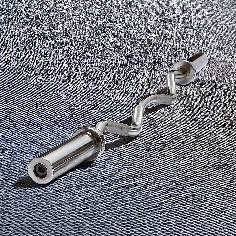 120cm Chrome Olympic EZ Curl Bar - Weightlifting Barbell for Home Gym Training V63-770285