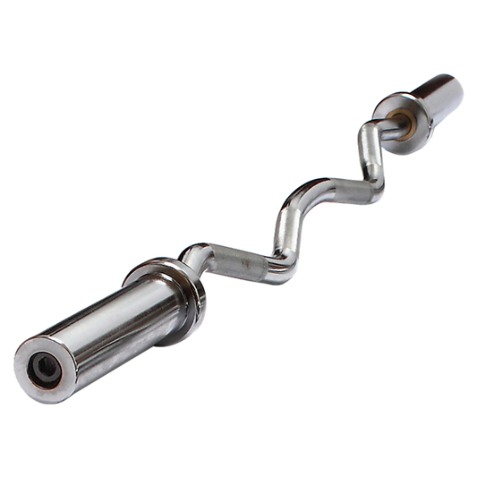 120cm Chrome Olympic EZ Curl Bar - Weightlifting Barbell for Home Gym Training V63-770285