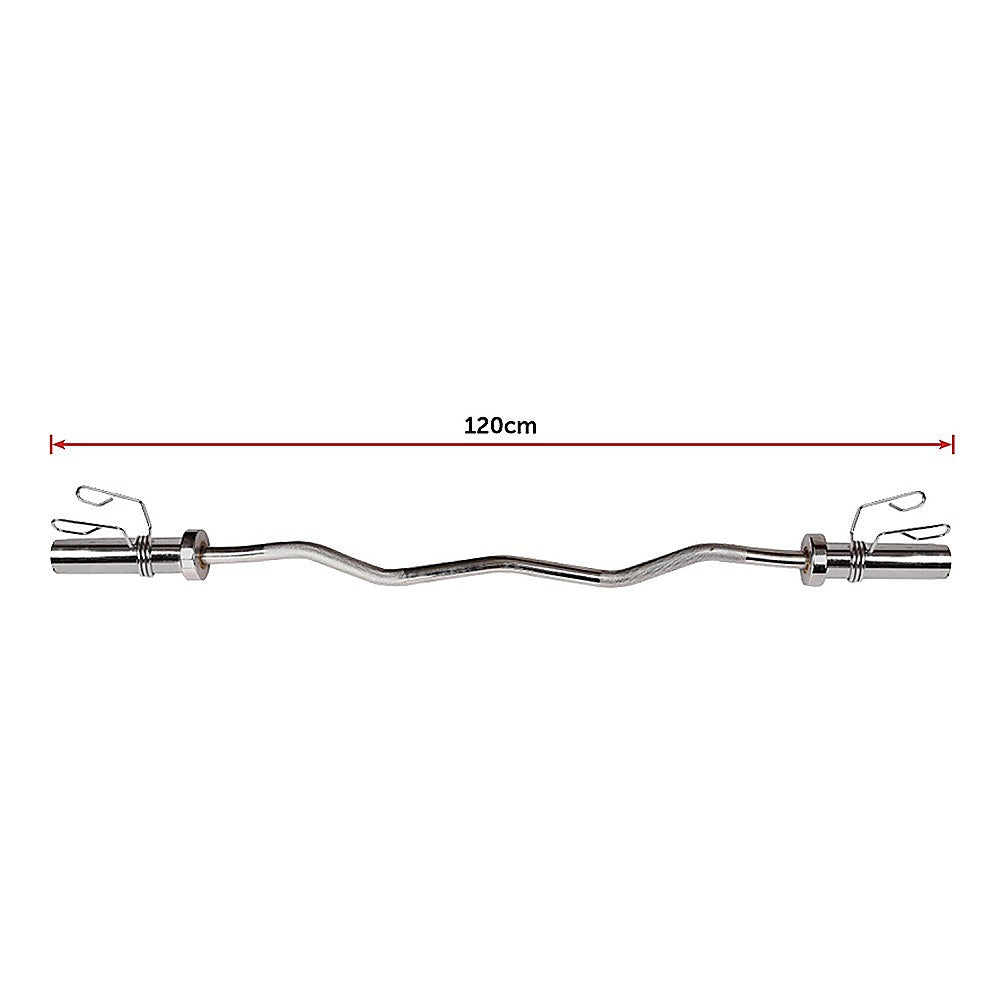 120cm Chrome Olympic EZ Curl Bar - Weightlifting Barbell for Home Gym Training V63-770285
