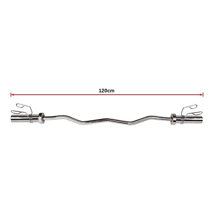 120cm Chrome Olympic EZ Curl Bar - Weightlifting Barbell for Home Gym Training V63-770285