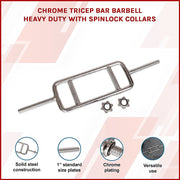Chrome Tricep Bar Barbell Heavy Duty with Spinlock Collars V63-770365