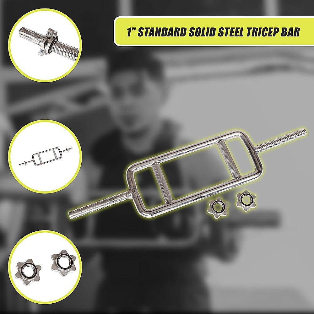 Chrome Tricep Bar Barbell Heavy Duty with Spinlock Collars V63-770365