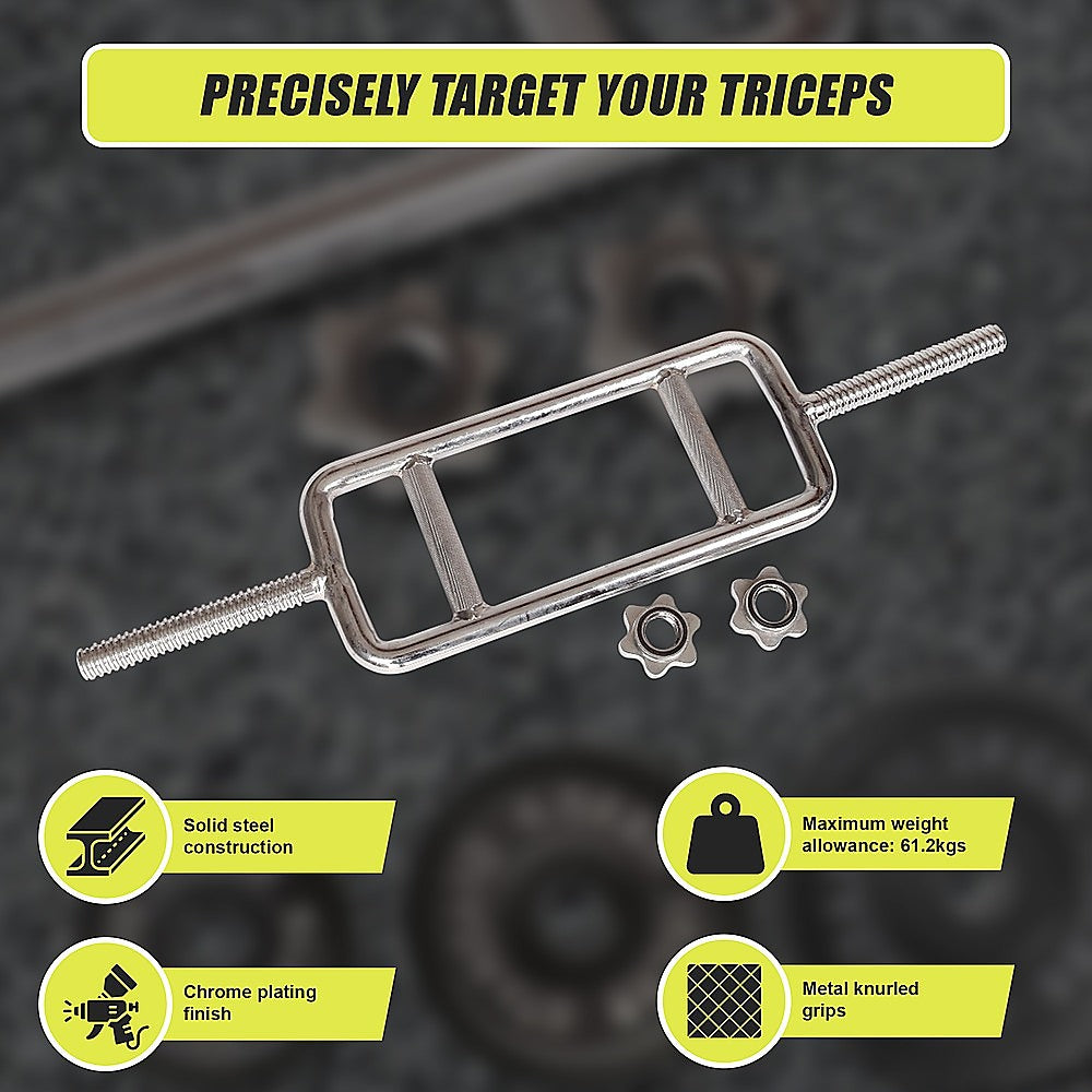 Chrome Tricep Bar Barbell Heavy Duty with Spinlock Collars V63-770365