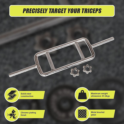 Chrome Tricep Bar Barbell Heavy Duty with Spinlock Collars V63-770365