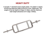 Chrome Tricep Bar Barbell Heavy Duty with Spinlock Collars V63-770365