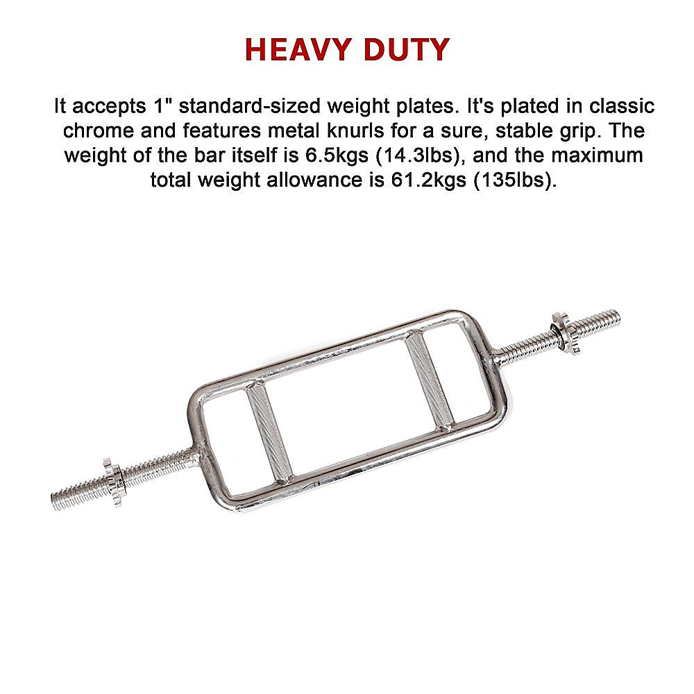 Chrome Tricep Bar Barbell Heavy Duty with Spinlock Collars V63-770365