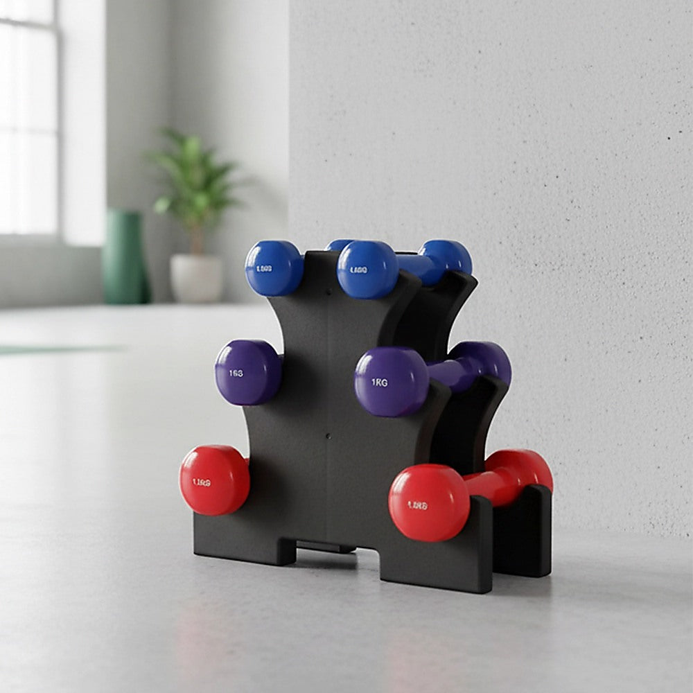 6-Piece Dumbbell Set with Storage Rack for Home Gym Training V63-770385