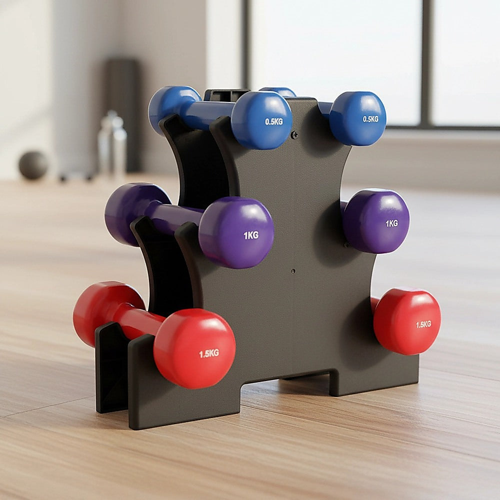 6-Piece Dumbbell Set with Storage Rack for Home Gym Training V63-770385