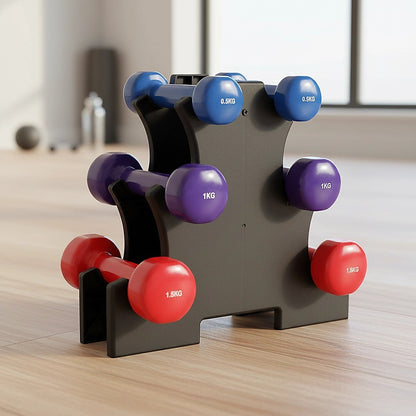 6-Piece Dumbbell Set with Storage Rack for Home Gym Training V63-770385