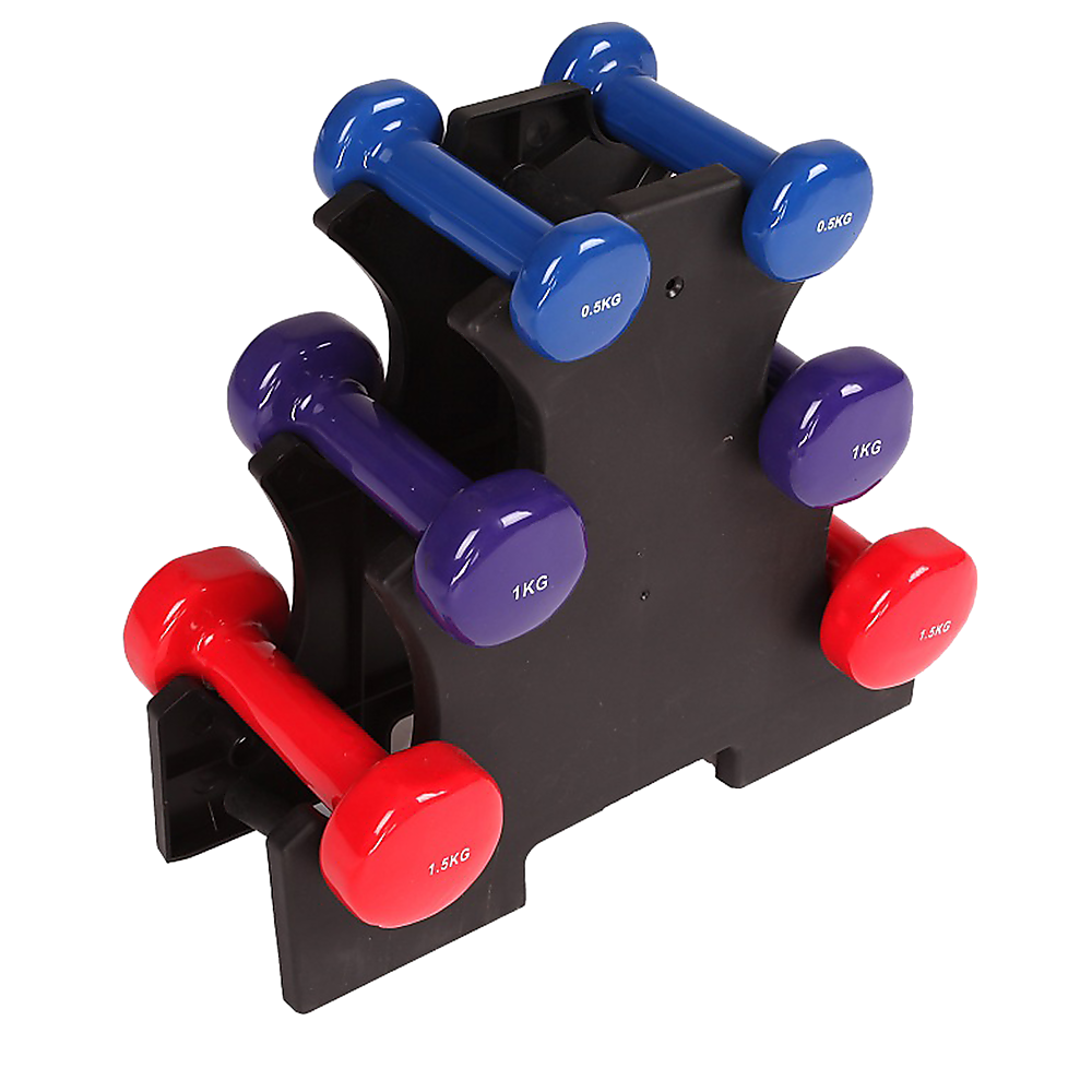 6-Piece Dumbbell Set with Storage Rack for Home Gym Training V63-770385