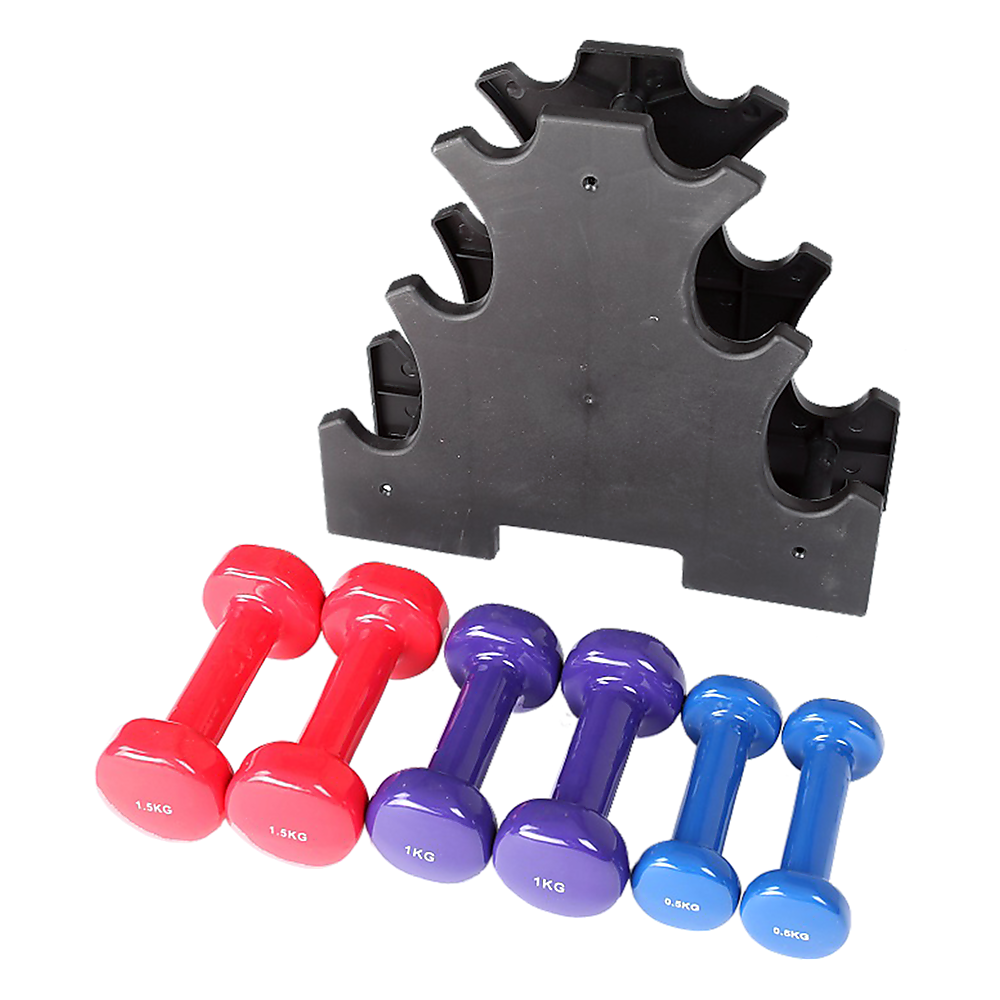 6-Piece Dumbbell Set with Storage Rack for Home Gym Training V63-770385