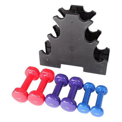 6-Piece Dumbbell Set with Storage Rack for Home Gym Training V63-770385
