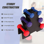 6-Piece Dumbbell Set with Storage Rack for Home Gym Training V63-770385