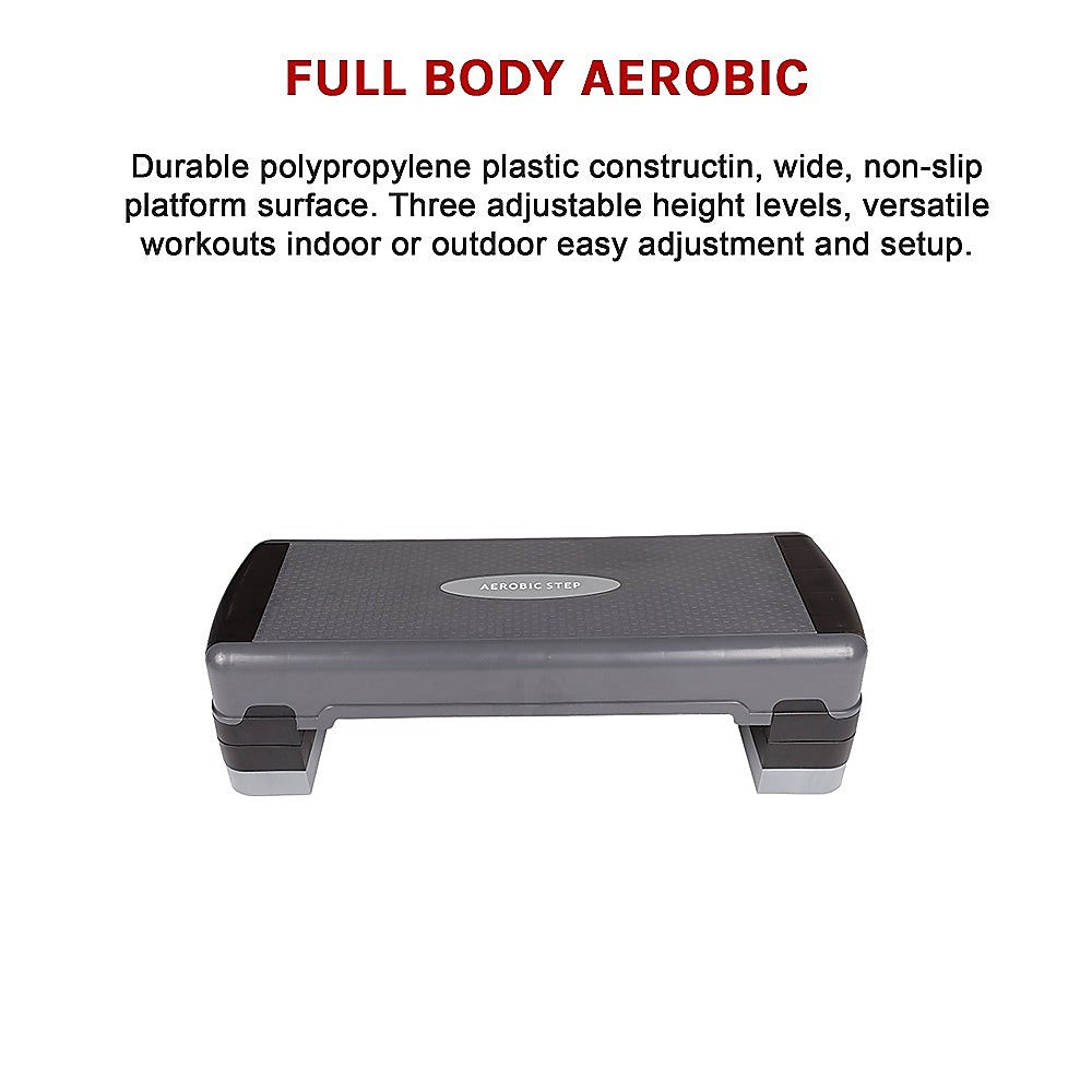 Adjustable Aerobic Step Platform - Gym Fitness Exercise Stepper for Home Workouts V63-770415