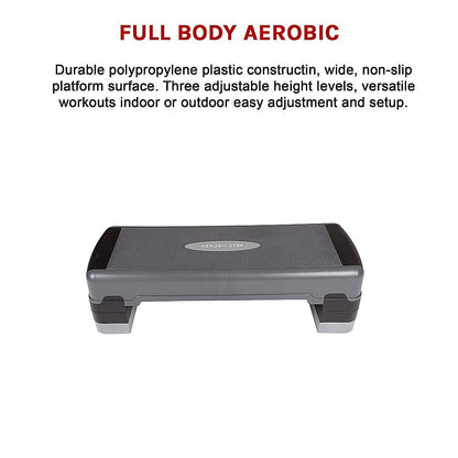 Adjustable Aerobic Step Platform - Gym Fitness Exercise Stepper for Home Workouts V63-770415