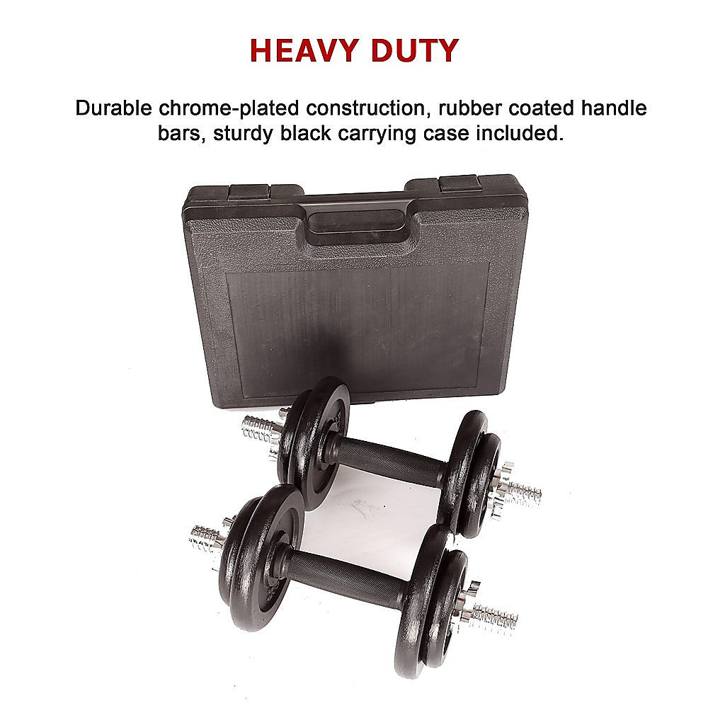 20kg Black Dumbbell Set with Carrying Case V63-770425