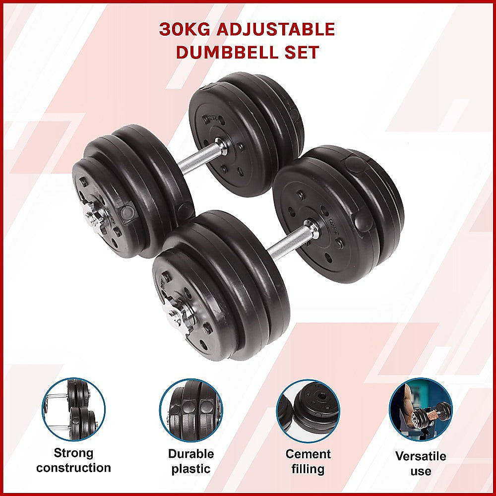 30KG Adjustable Dumbbell Set - Home Gym Weights for Strength & Fitness Training V63-771465