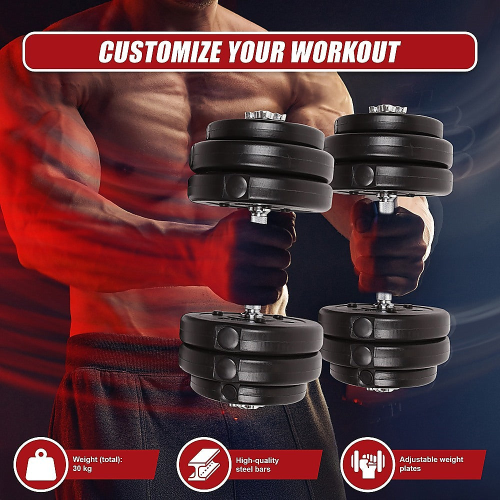 30KG Adjustable Dumbbell Set - Home Gym Weights for Strength & Fitness Training V63-771465