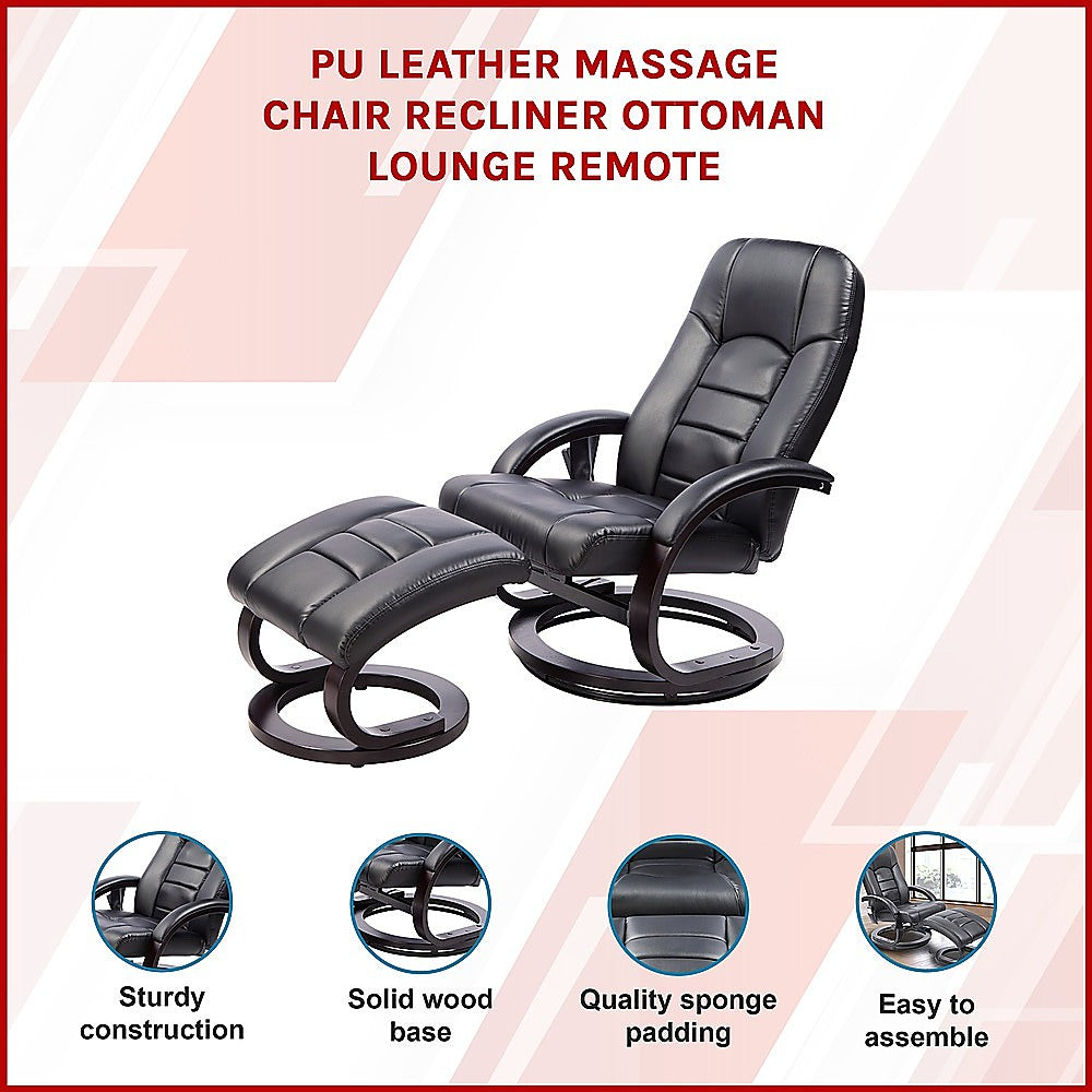 PU Leather Massage Chair Recliner Ottoman Lounge Remote V63-771945