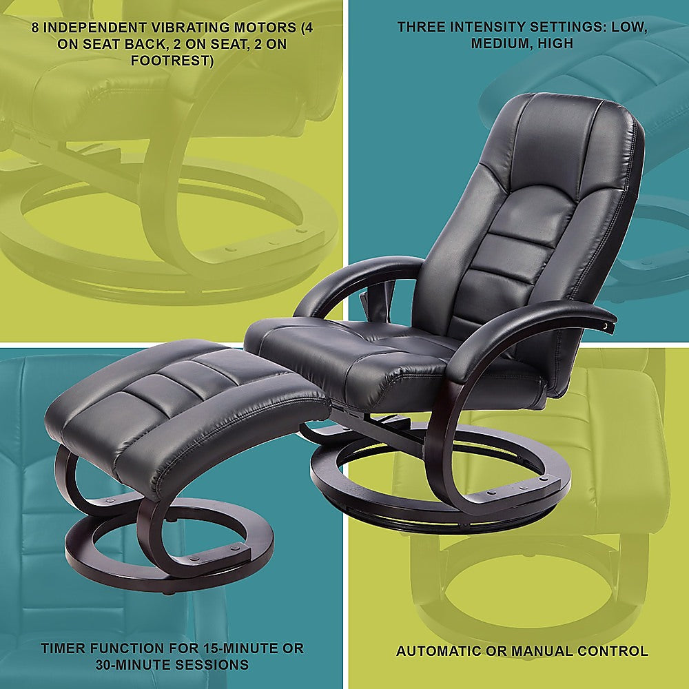 PU Leather Massage Chair Recliner Ottoman Lounge Remote V63-771945