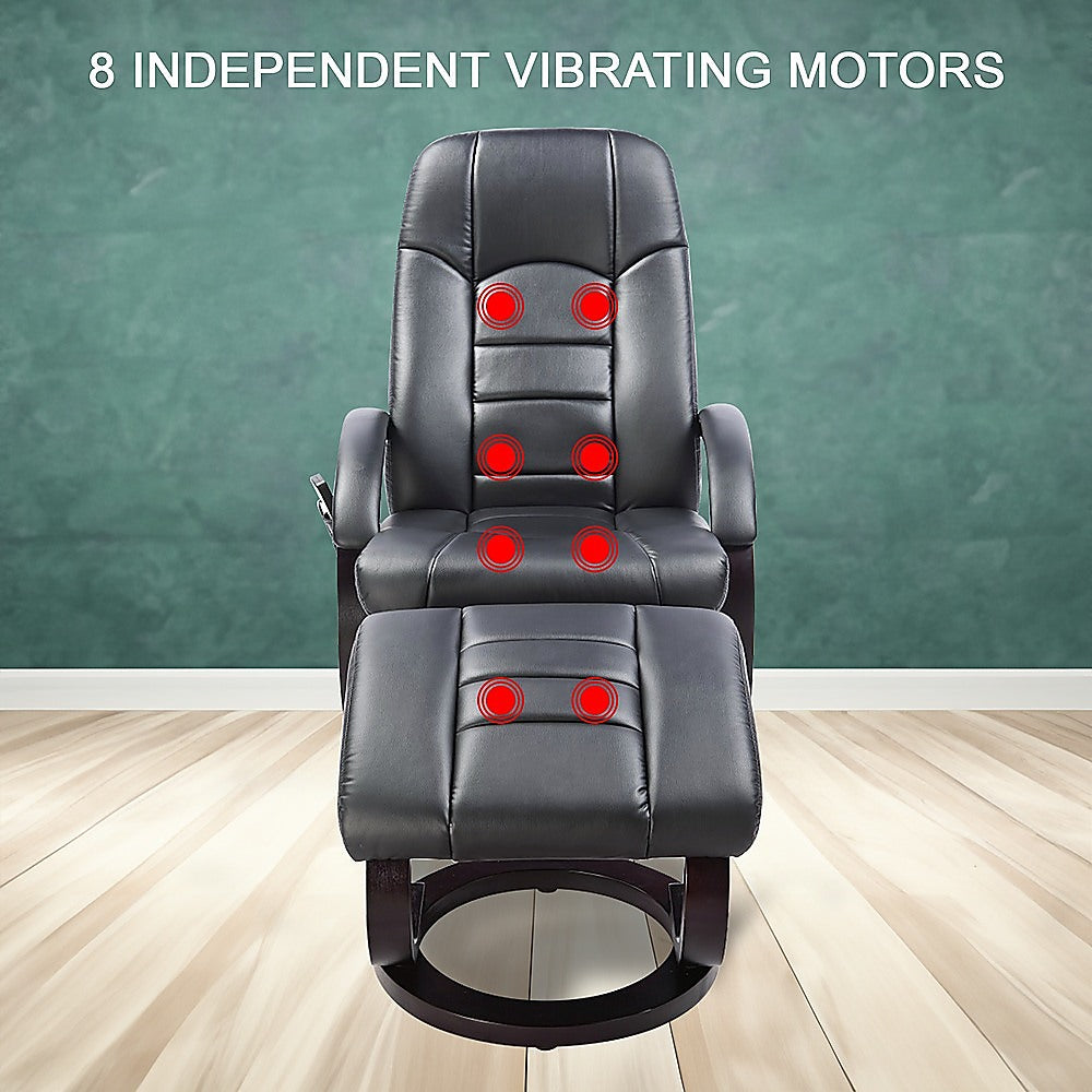PU Leather Massage Chair Recliner Ottoman Lounge Remote V63-771945
