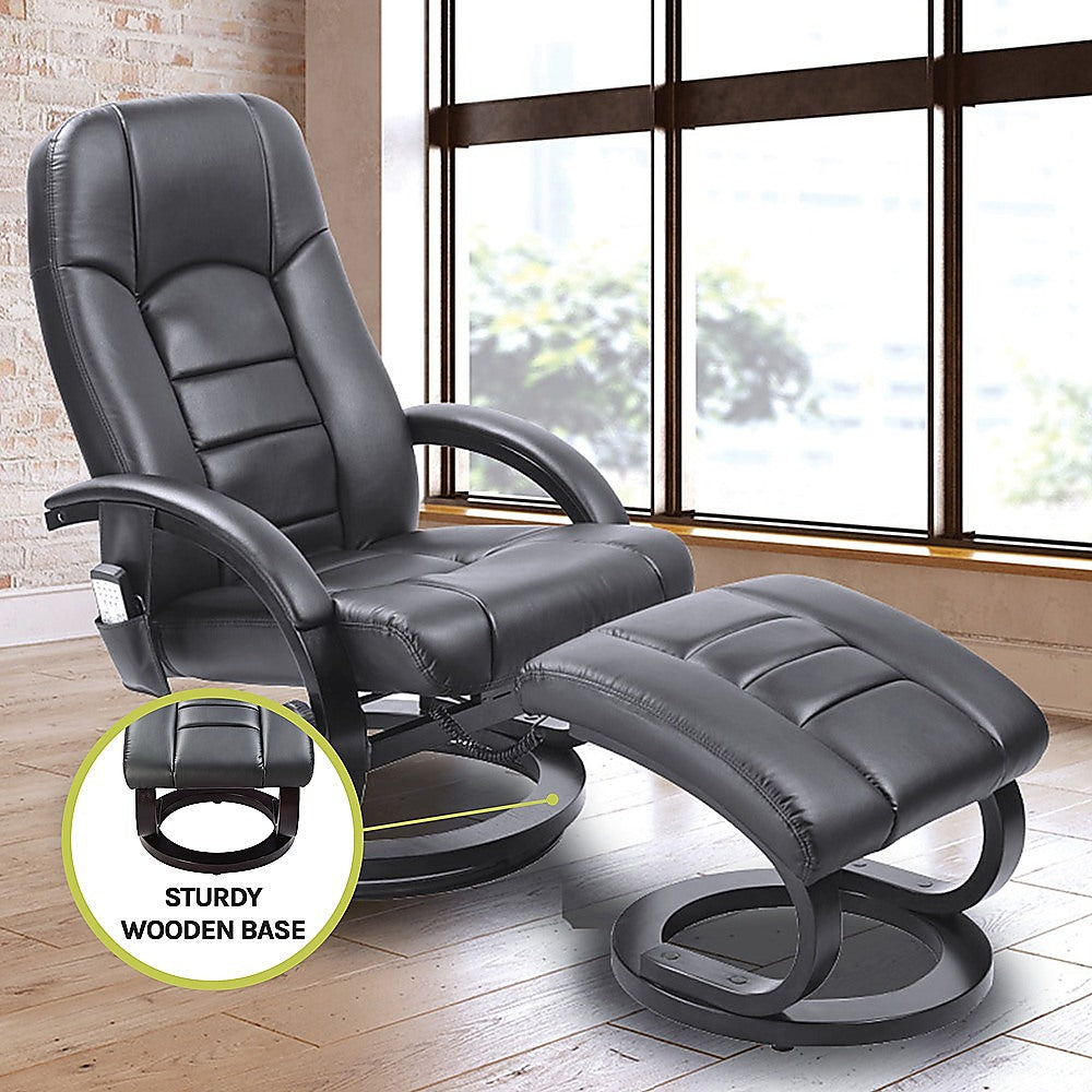PU Leather Massage Chair Recliner Ottoman Lounge Remote V63-771945